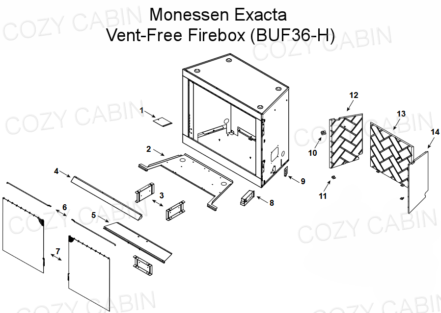 Monessen 36"Exacta Vent-Free Firebox with Herringbone Interior (BUF36-H) #BUF36-H